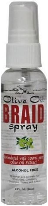 Black QueenOlive Oil Braid Sheen Spray for Locs, Dreadlocks, Twists, Braids, Cornrows, 4C Hair - Moisturizing, Refreshing - Made in the USA - 8 oz