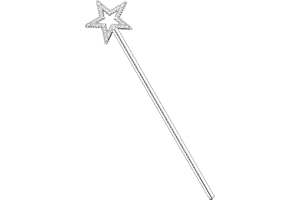 ZCYSRLQIN 1 Pcs 13 Inch Star Wand Elf Baton Angel Wand Angel Fairy Wand Plating Wand Sticks for Princess Birthday Party Wedding Halloween Christmas Costume Cosplay Dress up Accessories（Silver）