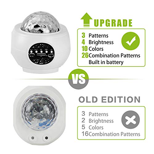 MPRINCE LED Star Projector Night Light, 26 Colors Light Projector with Remote Control & Music Speaker,Suitable for Baby Kids Adult Bedroom/Game Room/Party/Home Theatre (White)