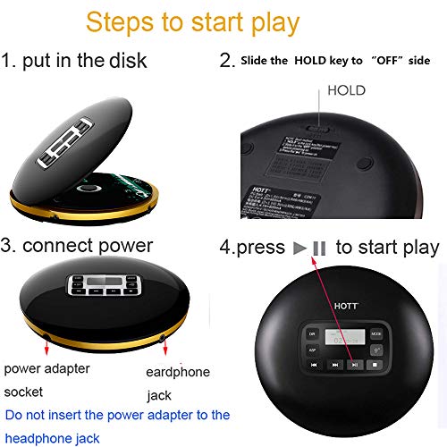 Portable cd Player, personal CD Player, CD Walkman, with LCD Display, support CD and MP3 disc, enjoy your music and audio book - Thumbnail 6