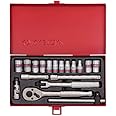 KING TONY 2519SR Socket Wrench, 1/4-inch, Set of 18