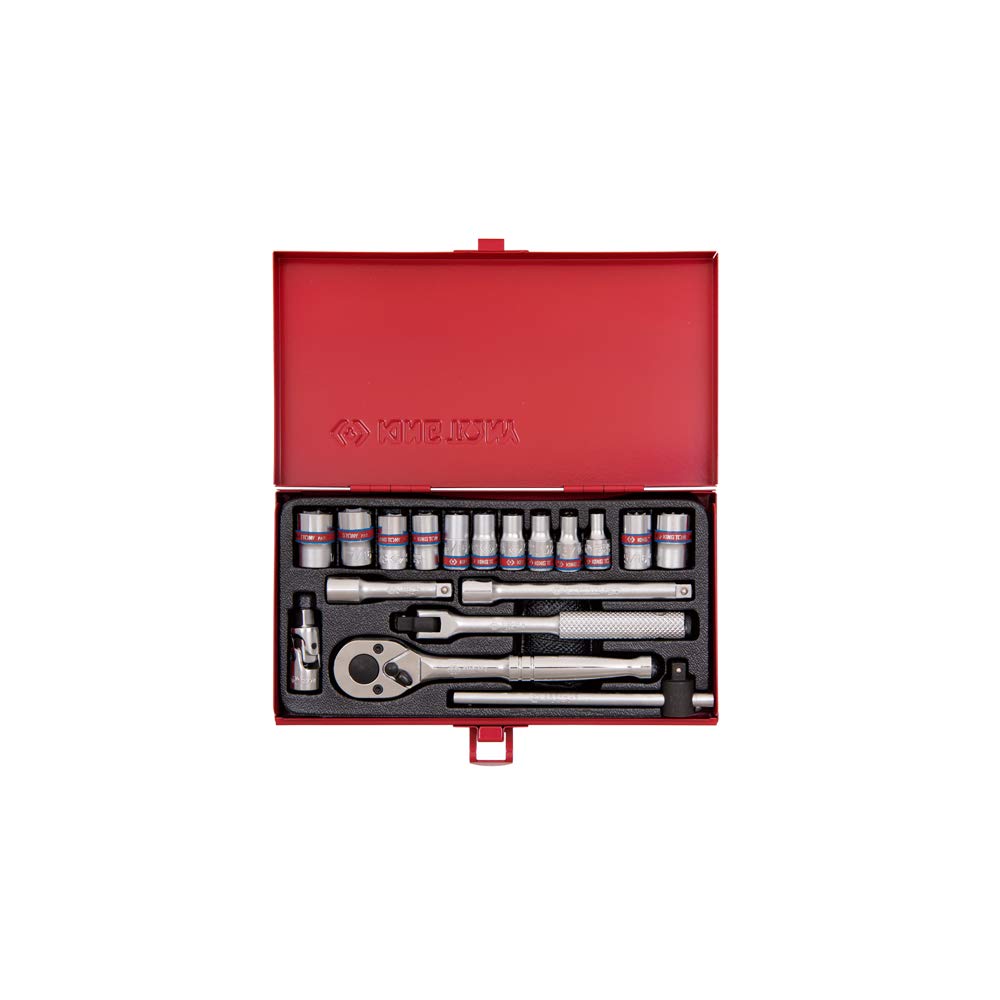 KING TONY 2519SR Socket Wrench, 1/4-inch, Set of 18
