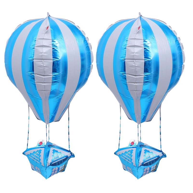 Toddmomy 2pcs Aluminum Foil Balloon Hot Air Balloon Model Square Shaped Foil for Birthday Party Wedding Baby Shower Decoration Supplies (Blue)
