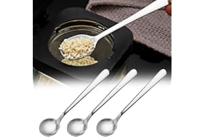 Small Spoons Mini Scoops Set,3PCS Tiny Stainless Steel Spoons for Spices,Salt,Sugar,Pepper,and Honey,Mini Condiment Scoops,Si