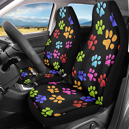 Dreaweet Cute Colorful Puppies Dog Paw Print Seat Covers for Cars Auto