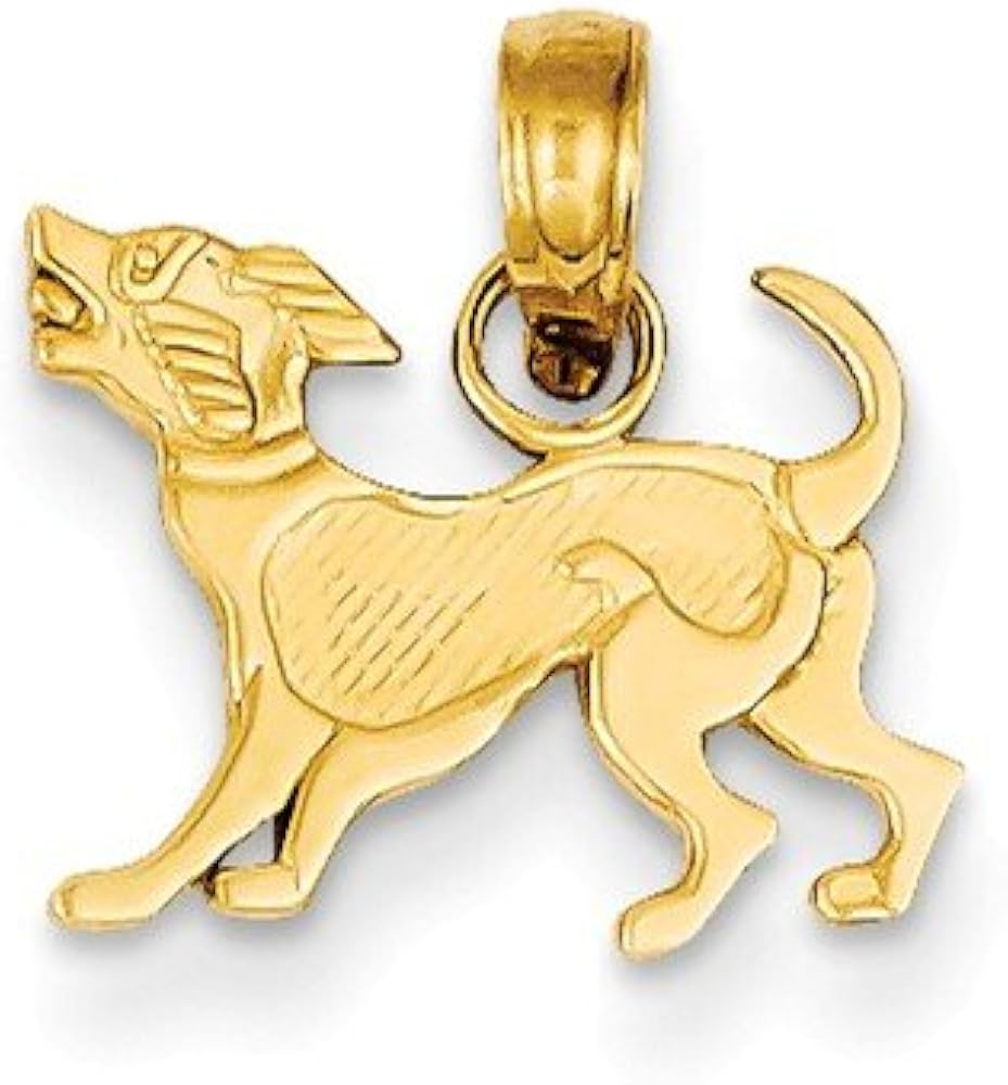 14k Gold Dog Pendant (0.59 in x 0.51 in) PriceRock Jewelry