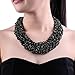 Fashion Chain Choker Collar Necklace Water Drop Olivary Resin Beads Bib Statement Chain Necklace(Black)