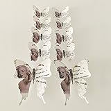Yanqiao 10pcs 3D Marilyn Monroe Pattern Butterfly Wall Art Design DIY Self-Adhesive English Letters Wall Stickers,White
