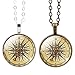JIAYIQI Vintage Style Compass Choker Jewellery Glass Cabochon Charm Pendant Necklace Friends 2 Pieces