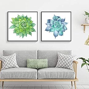 Framed Canvas Wall Art for Living Room, Bedroom Vibrant Plant Illustrations I Canvas Prints for Home Decoration Ready to Hang - 16"x16"x2 Panels