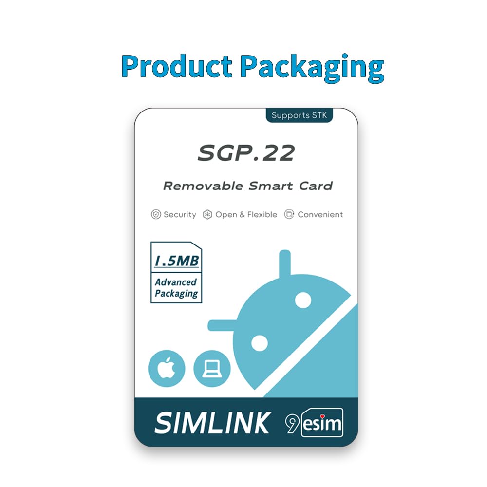 9esim V3 Physical eSIM Write Card Mobile Unlimited Download Profile Compatible with esim Unlocked Mobile Phones Support STK menu Switching Android APP Manage Profile Compatible with iOS and Routers