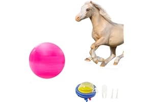 PLEURO Horse Ball Training Toy, Large Ball Horse Toys,Anti-Burst Horse Exercise Ball Toy with Inflator Pump for Horse Lamb Goat Enterainment Toy Ball (17", Pink)