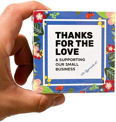 Thank You Cards for Small Business | 100 Thank You for Your Order Cards – 3″x3″ Square Mini Business Cards | For Retail or Online Stores, Customer Shopping – Blue Floral Design
