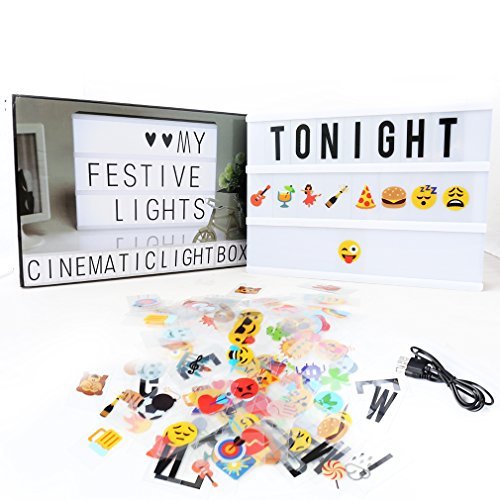 Cinema Light Box,Delicacy A4 size Cinematic Light Box Light Up Your Life LED Letter Box with Total 189 Characters and Colorful Symbols(104 letters and 85 symbols)