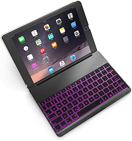 New iPad 2017 9.7" and iPad Air(2013 Model) Keyboard Case Hard Shell Slim Wireless Bluetooth Keyboard Case Cover Aluminum Folio Rotatable 7 Colors Backlit for Apple 2017 New iPad 9.7 tablet(Black)