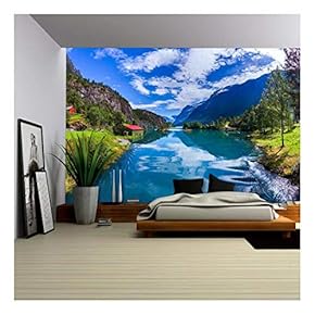 Beautiful Nature Norway Natural Landscape. Lovatnet Lake. - Removable Wall Mural | Self-Adhesive Large Wallpaper - 66x96 inches