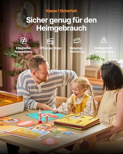 M2 10W Laser Graviermaschine mit Dual-Kamera, Klasse 1 Sicherheits Lasergravur, Laser Cutter für Home DIY Basteln auf Holz, Leder, Filz, Stoff & Papier