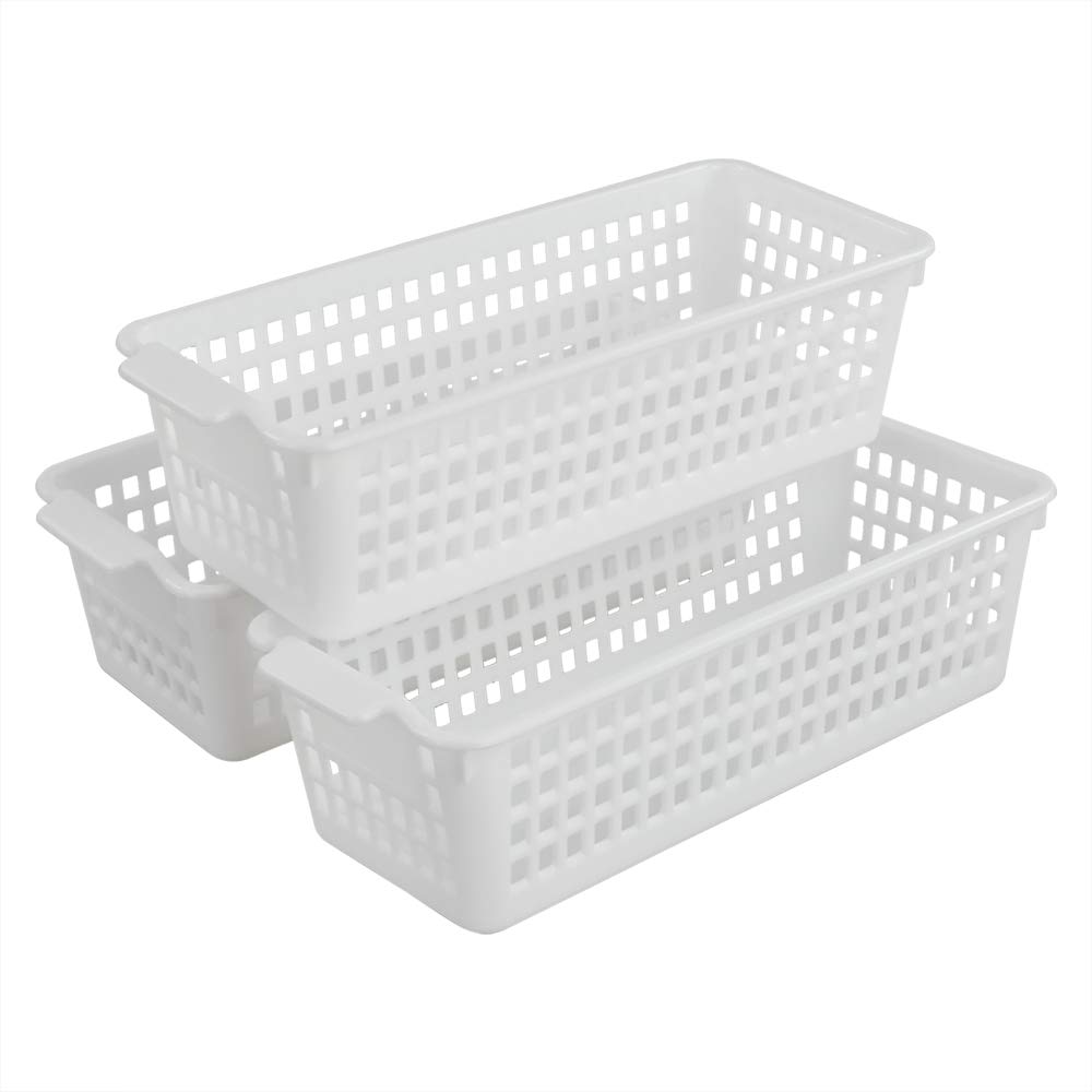 Yarebest 3-pack Small Plastic Handy Basket for Storage (White)