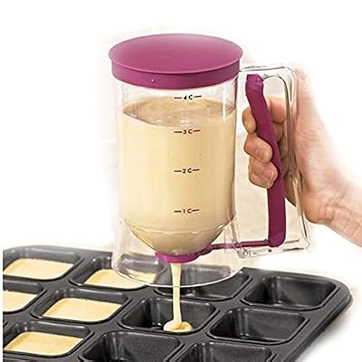 ASSIS Pancake Batter Dispenser ,Kitchen Easy Pour Home Kitchen Gadgets - Perfect Baking of Cupcakes, Waffles, Cakes, Muffin Mix, Crepes, Donuts or Any Baked Goods - Bakeware Maker with Measuring Label