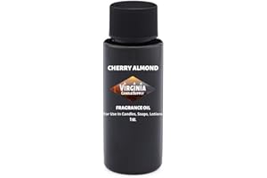 VIRGINIA CANDLE SUPPLY Cherry Almond Fragrance Oil (1 oz Bottle) for Candle Making, Soap Making, Tart Making, Room Sprays, Lotions, Car Fresheners, Slime, Bath Bombs, Warmers…
