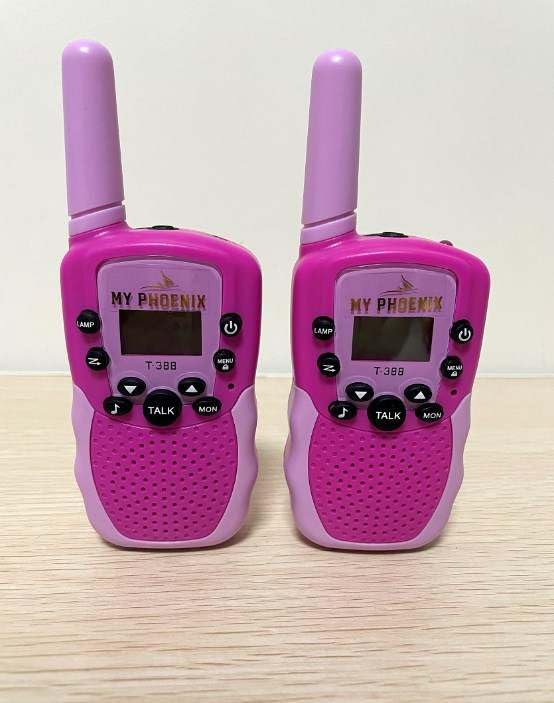 My Phoenix Walkie Talkies Toys For Kids, 2 Way Radio With Vox Function & Led Flashlight, 3 Miles Range For Outside Adventures, Camping Hiking Games Gifts For Kids Toddlers Boys Girls (Pink)