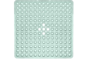 ENKOSI 21 x 21 inch Square Non-Slip Shower Mat – Anti-Slip Shower Mats for Inside Shower – Secure Grip for Shower Stall Floors – Quick-Dry with Drain Holes (21x21 Aqua Green)