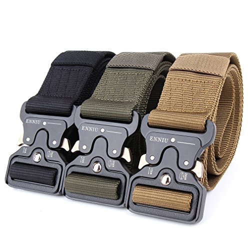 Mens Tactical Belt, W/1.5"-1.7" Military Nylon Waist Belt with Metal Buckle Adjustable Combat Equipment Belt Heavy Duty Army Training Carry Waist Belt (Green Army W/1.7 inches) - Thumbnail 6
