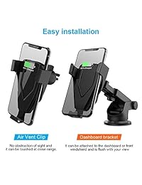 Soporte inalámbrico para cargador de automóvil, MANCASSY Auto Sujeción 10W 7.5W Qi Soporte de carga rápido para automóvil, parabrisas, soporte de teléfono de ventilación de aire, cargador USB C Compatible con iPhone Xs Max XR X 8 Plus, Samsung S10