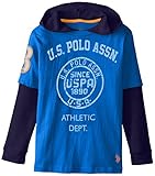 U.S. Polo Assn. Big Boys' Hoodie Hang Down, China Blue, 14/16