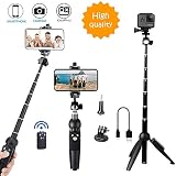 Bluehorn All in one Portable 40 Inch Aluminum Alloy Selfie Stick Phone Tripod with Wireless Remote Shutter for iPhone 11 pro Xs Max Xr X 8 7 6 Plus, Android Samsung Galaxy S9 Note8 Smartphone