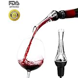 Wine Aerator Pourer,Nicpay Premium Quick Aerating Pourer Breather Decanter Spout with Deluxe Package Box , Home Bar Kitchen Wine Accessory Tool (Black)
