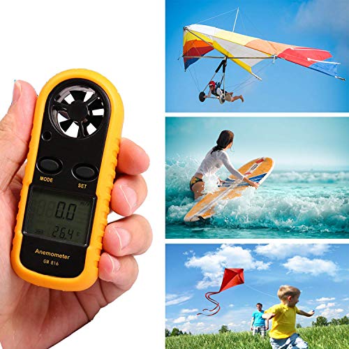 Amgaze Anemometer Handheld, Digital LCD Backlight Wind Speed Meter