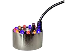 FLAGMAX Halloween Lights Mist Maker,Halloween Machine Ultrasonic Mist Water Pond 12 LED Red Yellow and Blue Light Flashes for Halloween Party Decorations and Rockery Fishtank Vase Birdbath Deco