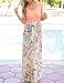 DUNEA Women's Maxi Dress Floral Printed Autumn 3/4 Sleeve Casual Tunic Long Maxi Dress (Small, Peach)