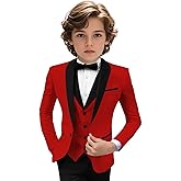 Tuxedo Suits for Boys 3 Pieces Slim Fit Boys Formal Suit Dresswear Ring Bearer Outfit Blazer Vest Pants for Wedding Grooms