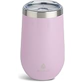 Manna Airén Double Wall Insulated Stainless Steel Stemless Wine Cup Tumbler with Splash-Proof Lid - 16 Oz - Ballet Slipper