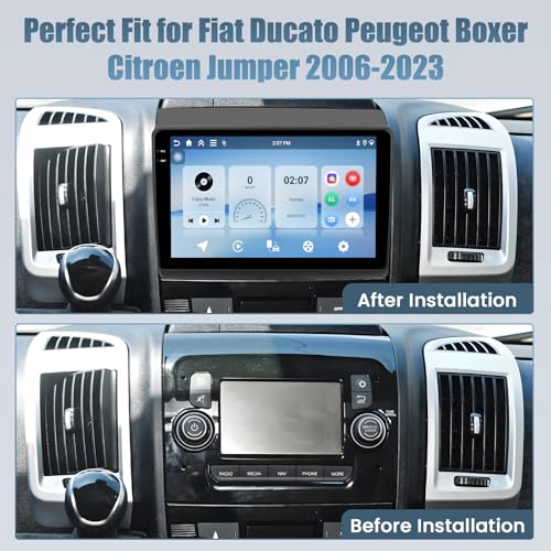 4G+128G Android 15 Incell Touch Screen Car Radio for Peugeot Boxer Fiat Ducato Citroen Jumper 2006-2023 Carplay Android Auto Roinvou, 9'' Radio Mirror Link GPS BT FM RDS WiFi EQ SWC Reversing Camera