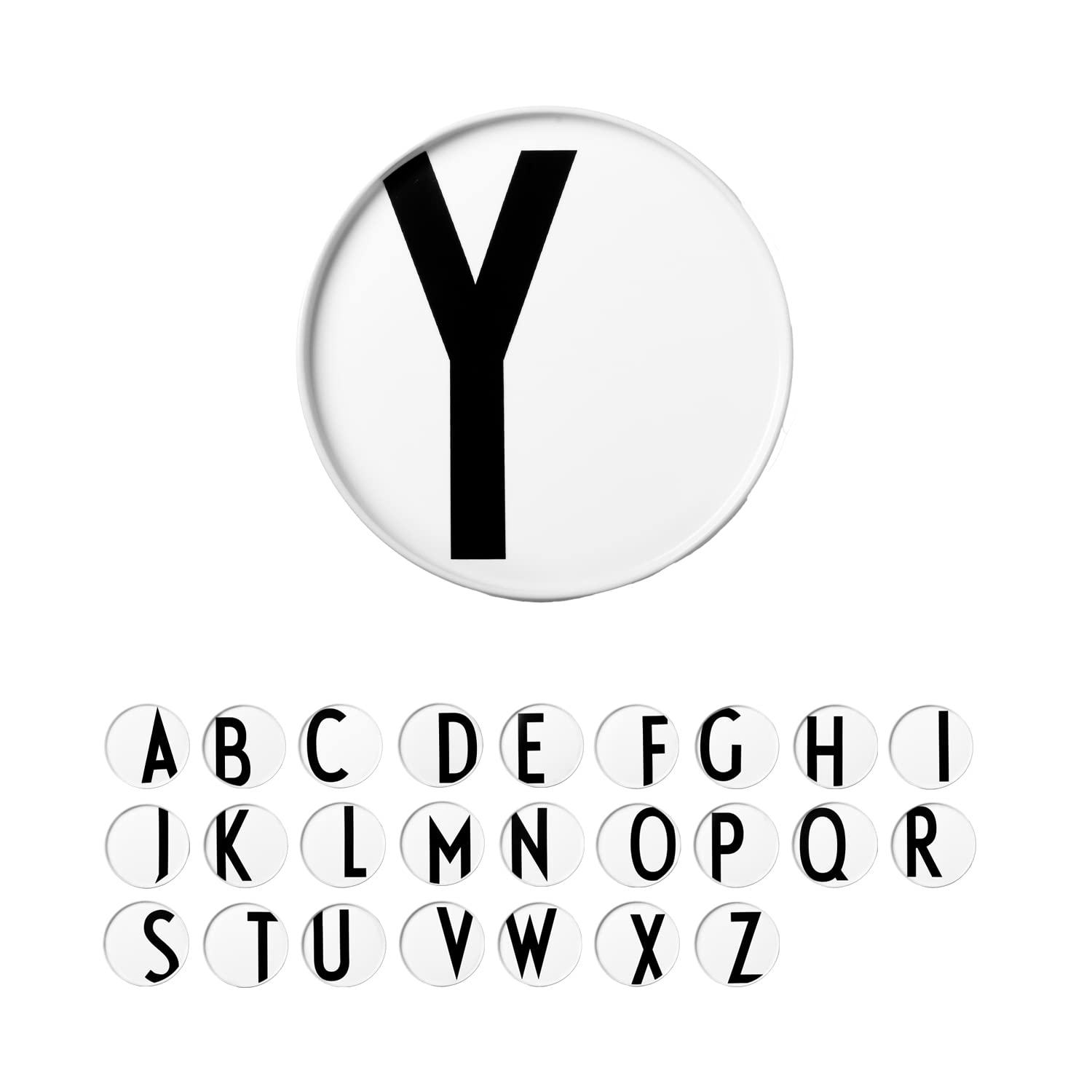 Design Letters Porcelain Plates (A-Z) | Ideal Gifts for Women, Men | White Plates for Table Decoration | Dinner Plates Dishwasher, Microwave Safe | Decorative Plate Designed in Denmark | Initial Plate