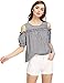 Romwe Women's Cold Shoulder Cute Blouse Short Sleeve Summer Tunic Top