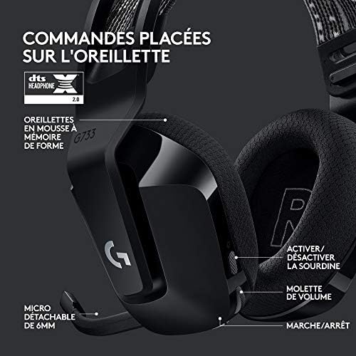 G733 Casque Gamer Sans Fil LIGHTSPEED avec Bandeau de Suspension