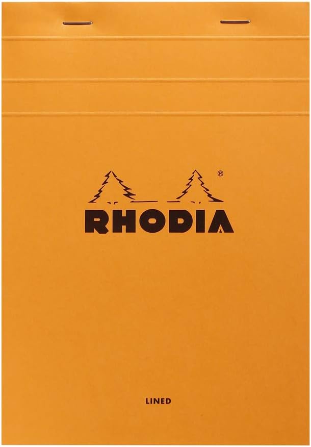 RHODIA 15600C, Stapled Notepad N°15 Giant pad Orange, A5, Ruled, 150 Detachable Sheets, 80G Clairefontaine Paper, Soft
