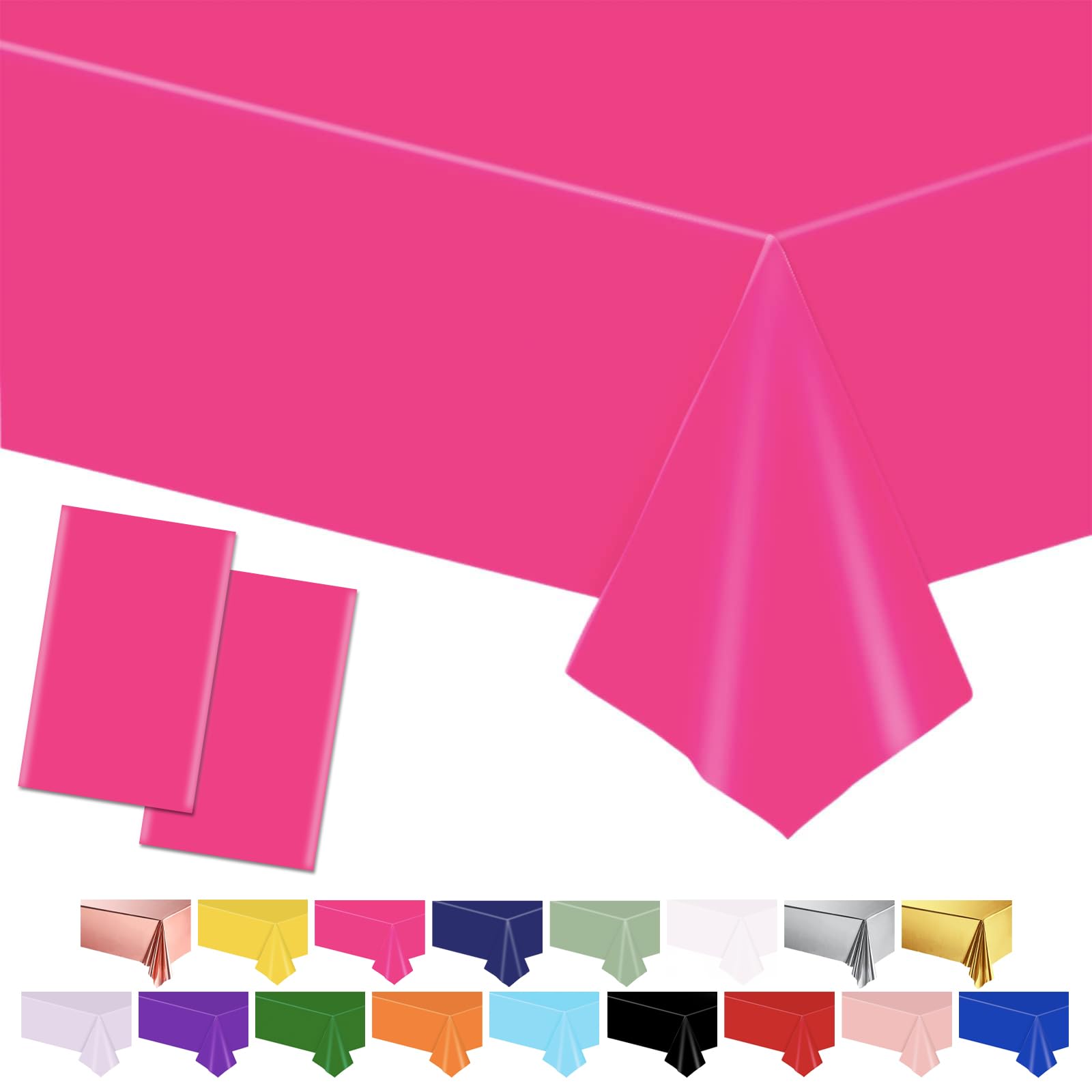 POPOYU 2Pcs Large Hot Pink Table Cloth Pink Tablecovers,137 * 274cm Plastic Waterproof Table Covers PinkParty TableDecoration for Girls Princess Birthday,Wedding,Barbie Let's Go Party Supplies