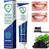 Tansmile Charcoal Teeth Whitening Toothpaste, Natural Activated Charcoal Toothpaste Mint Fluoride Free Toothpaste Bad Breath and Teeth Stains Remover Toothpaste (Pack of 1)