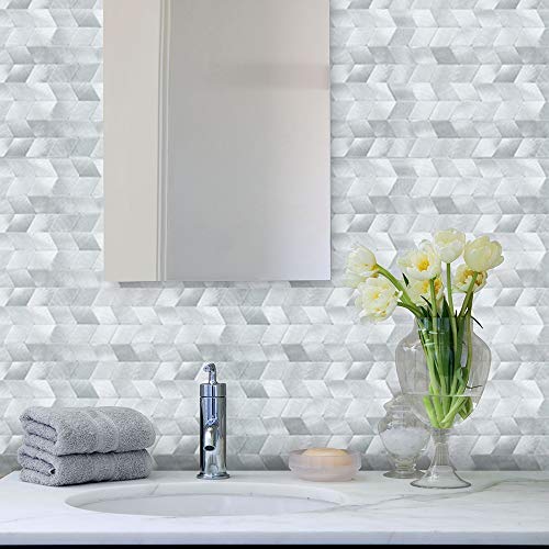 KASARO Backsplash Peel and Stick Mosaic Tile Aluminum Stainless Steel