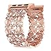 Fresheracc Compatible with Apple Watch Band 38mm 40mm Women iWatch Bands Series 4, Series 3, Series 2, Series 1, Hollow Out Stone Jewelry Replacement Wristband Straps (Rose Gold 38mm 40mm)