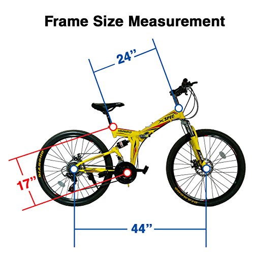 Xspec 26" 21 Speed Folding Mountain Bike Bicycle Trail Commuter Shimano Yellow