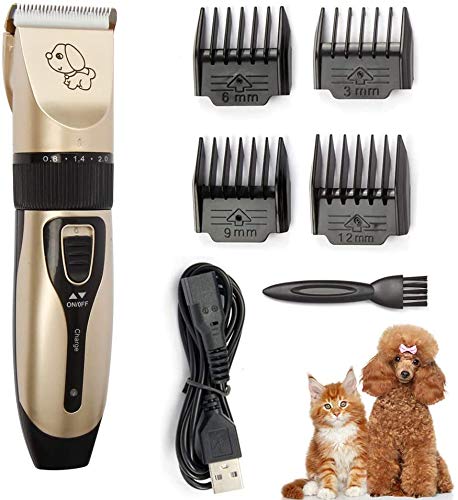 Dog Grooming Clipper Kit, Low Noise, Electric Quiet, Rechargeable, Cordless, Pet Hair Thick Coats Clippers Trimmers Set, Suitable for Dogs, Cats, and Other Pets (Clipper set only)