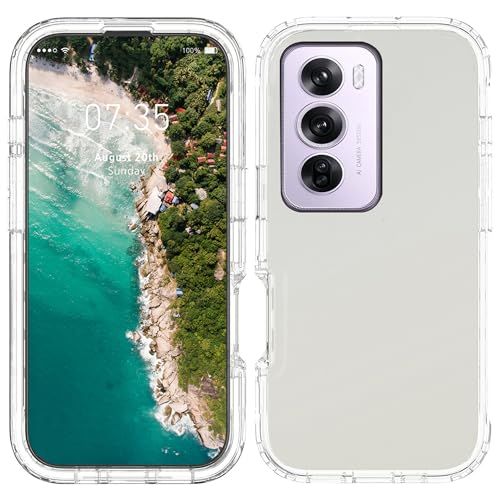 PANXIYUE Case for Reno 12 Pro 5G, 360 Degree Full Body Anti-Shock Case, Silicone TPU Front and Rigid PC Back Case OPPO Reno 12 Pro Case, Transparent