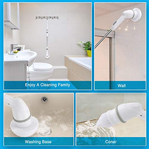 Upgraded Spin Scrubber with 1 Stain Steel Brush, WiMiUS 360 Degrees Electric Spin Scubber with 4 Brush Replacement Heads Cordless Power Srubber Cleaning Brush for Bathroom Kitchen,Tub (Brush Head) - Thumbnail 4