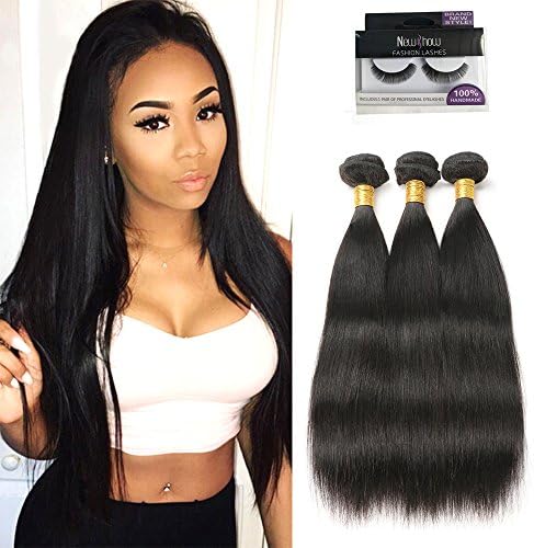 Mode Works Peruvian Straight Hair Weave 3 Bundles 7A Virgin Human Hair Unprocessed Silky Straight Hair Bundles Extensions Natural color (12"14"16")